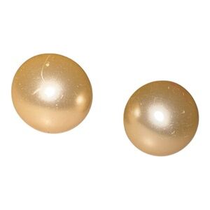 Vintage Richelieu Screw Back Pearl Earrings Classic Gold Tone Round J41